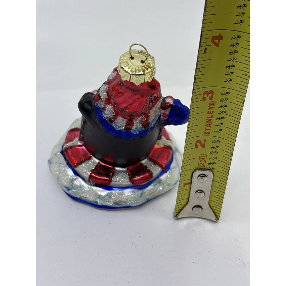 Vintage‎ Hand Blown Penguin On Ice Christmas Ornament